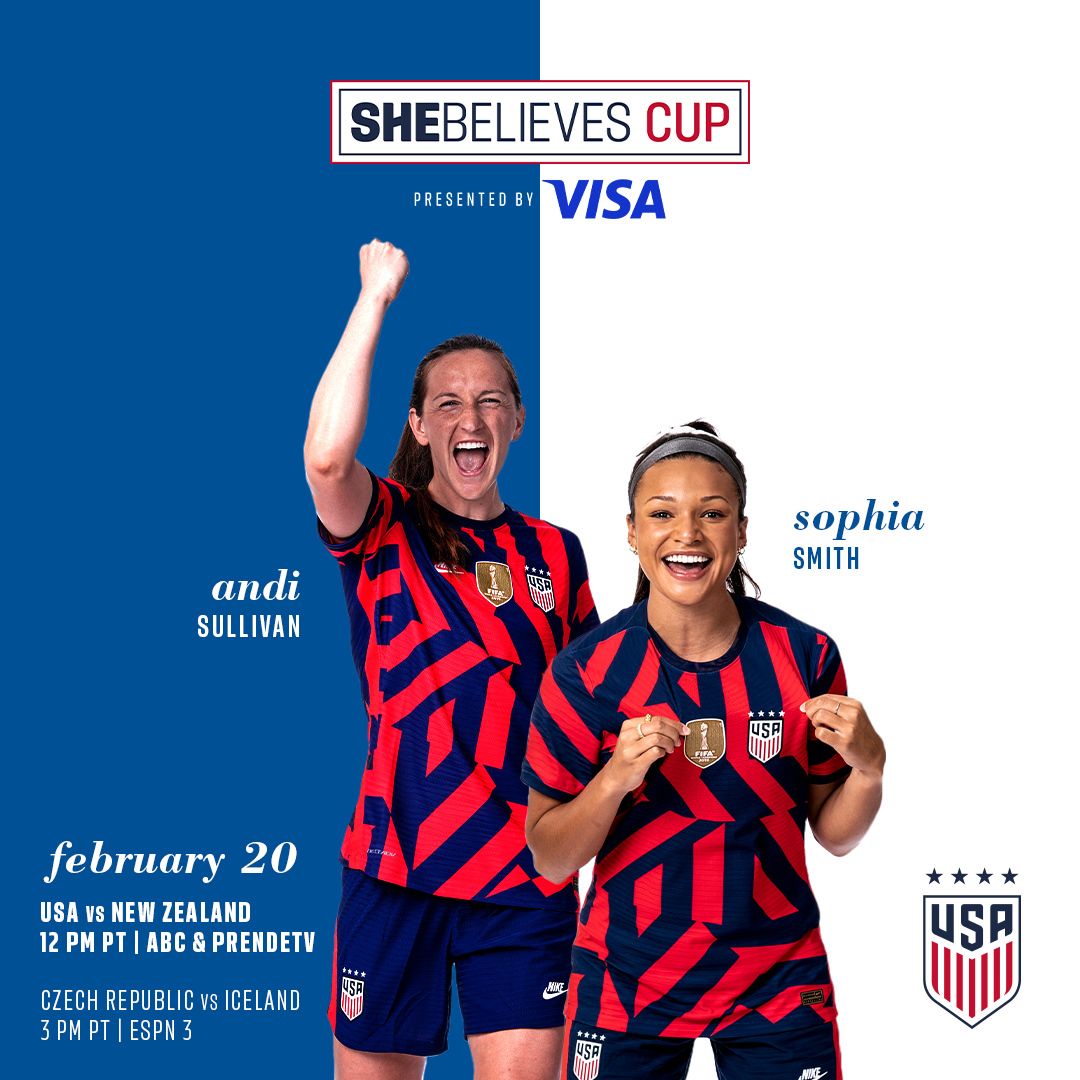 USWNT Back In Action Against New Zealand On Second Match Day 2022 SheBelieves Cup, Pres. By Visa