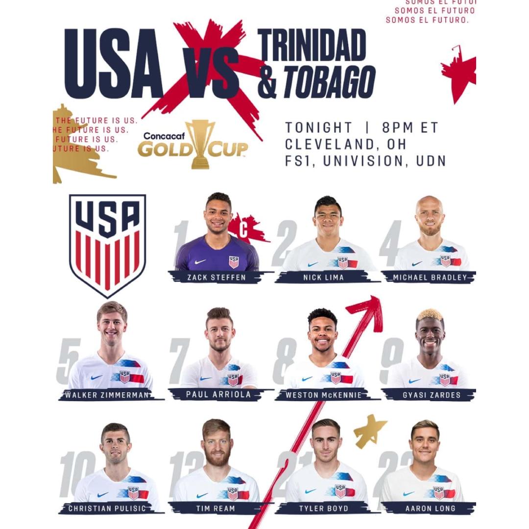 gold cup 2019 usmnt vs trinidad and tobago lineup schedule TV Channels and Start Time