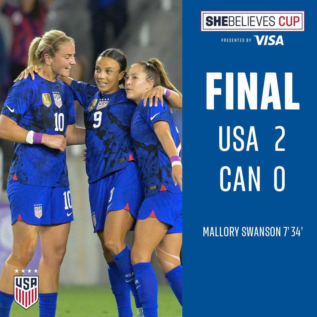2023 SheBelieves Cup USWNT 2 Canada 0 Match Report Stats Standings