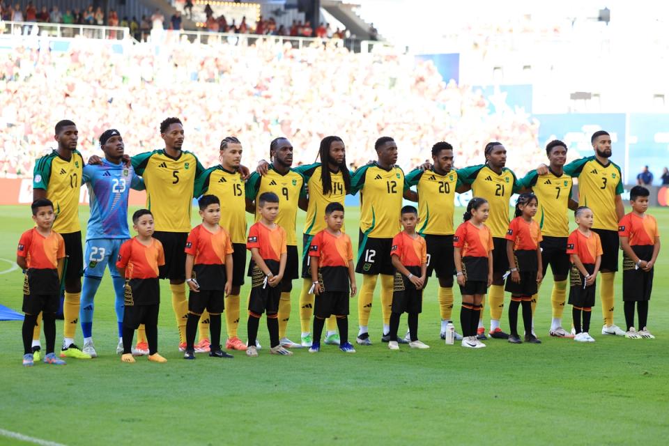 The Jamaica Men's National Team stands for the country's national anthem