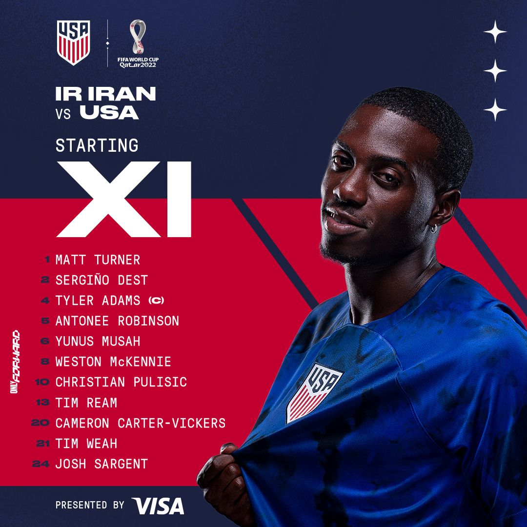 FIFA World Cup 2022 USMNT vs Iran Starting XI Lineup Notes TV Channels Start Time