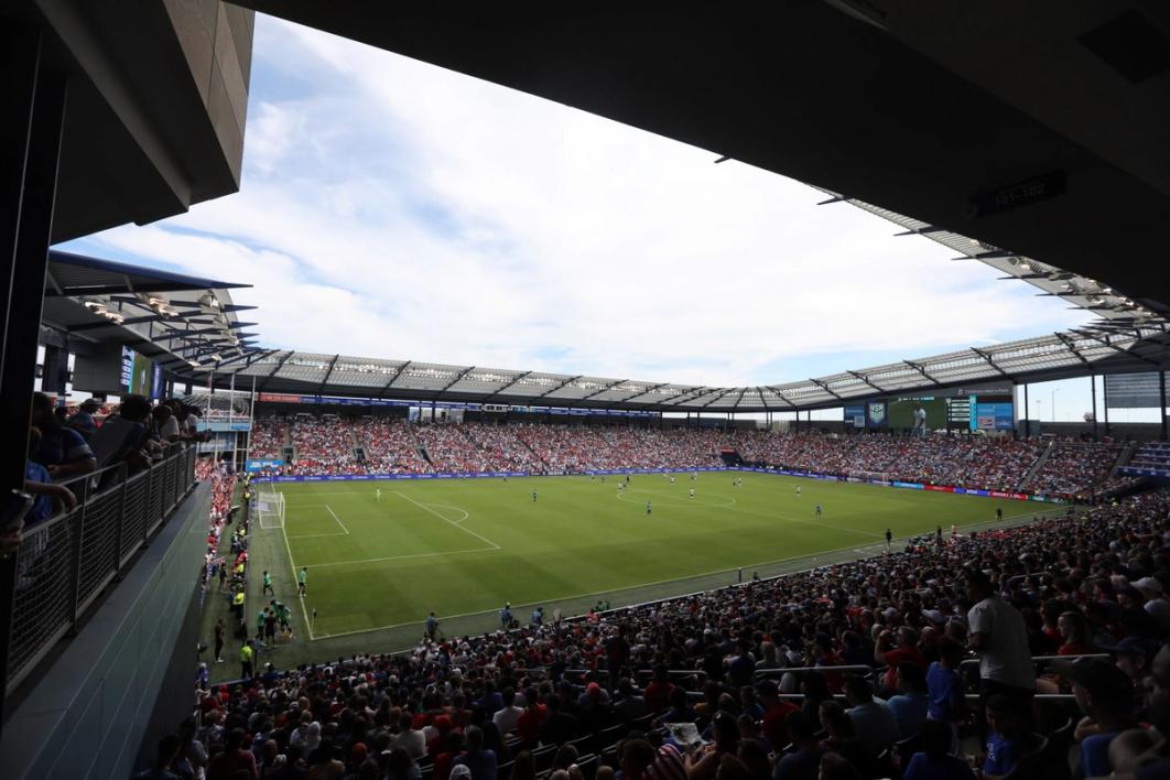 corner whole stadium view of childrens mercy park during a usa match