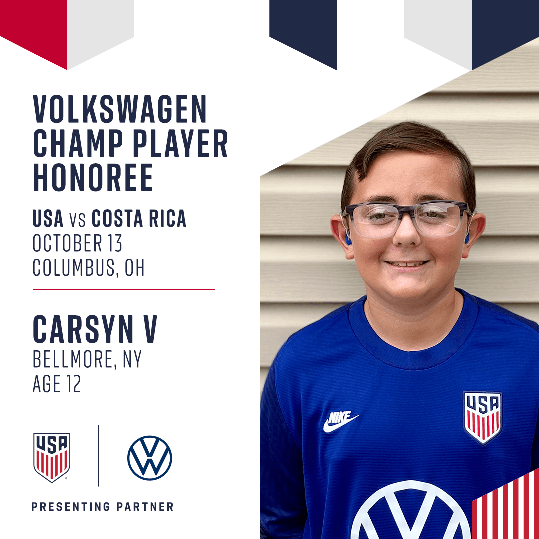 USMNT vs Jamaica VW CHAMP Player Honoree: Carsyn