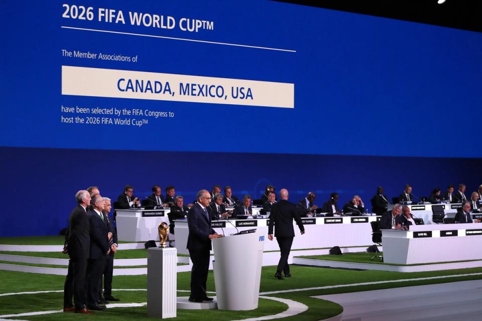 The announcement during the 68th FIFA Congress at Moscow's Expocentre on June 13, 2018 in Moscow, Russia (Photo Credit: Getty Images)
