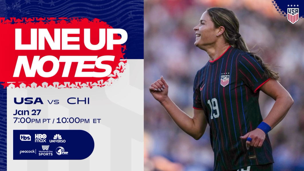 USWNT vs. Chile: Starting XI & Lineup Notes on Tuesday, Jan. 27 in Santa Barbara, California