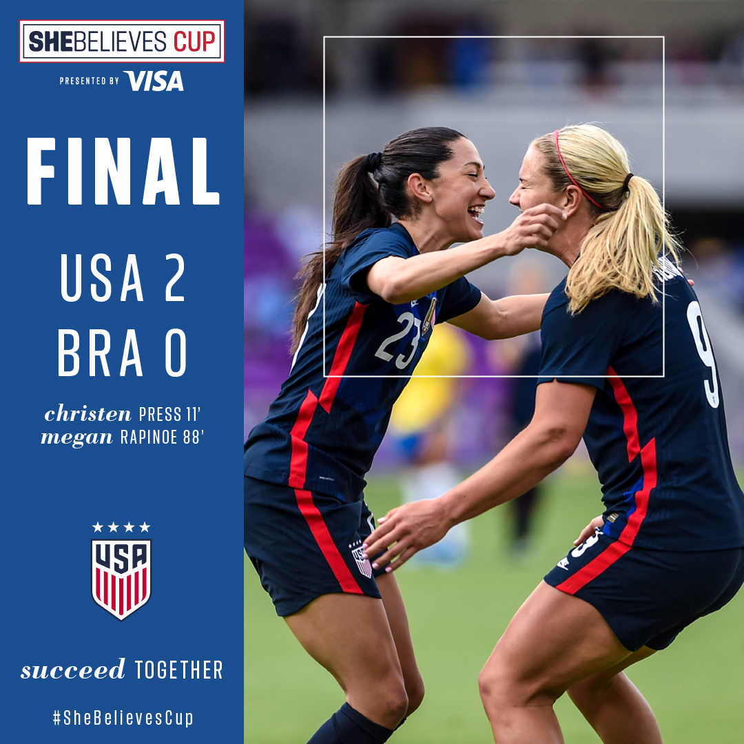 2021 SheBelieves Cup uswnt 2 Brazil 0 Match Report Stats Standings