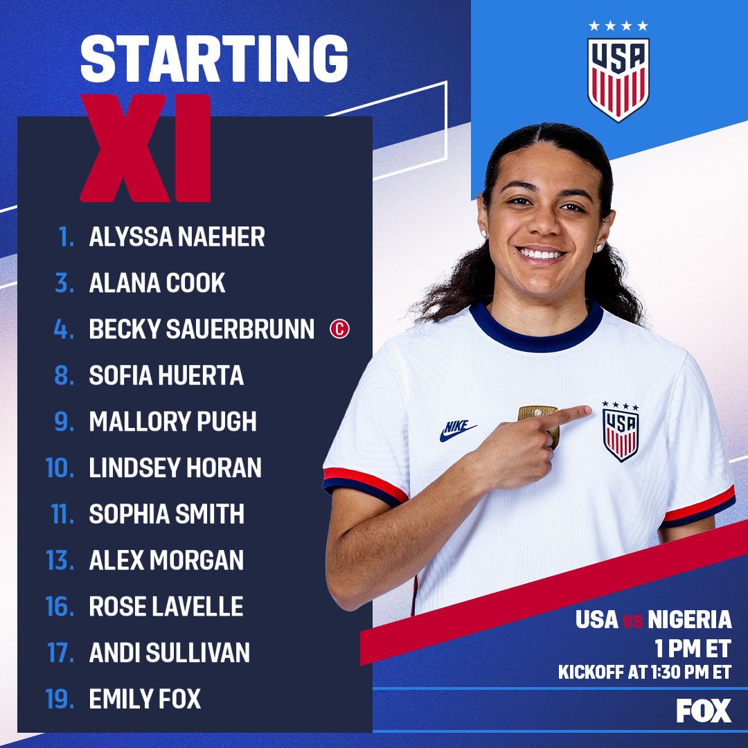 International Friendly USWNT vs Nigeria 9 3 22 Starting XI Lineup Notes TV Channels Start Time