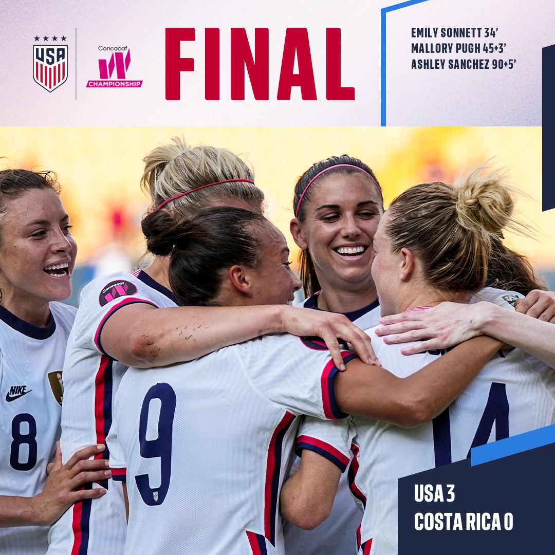 Concacaf W Championship USWNT 3 Costa Rica 0 Match Report Stats Standings