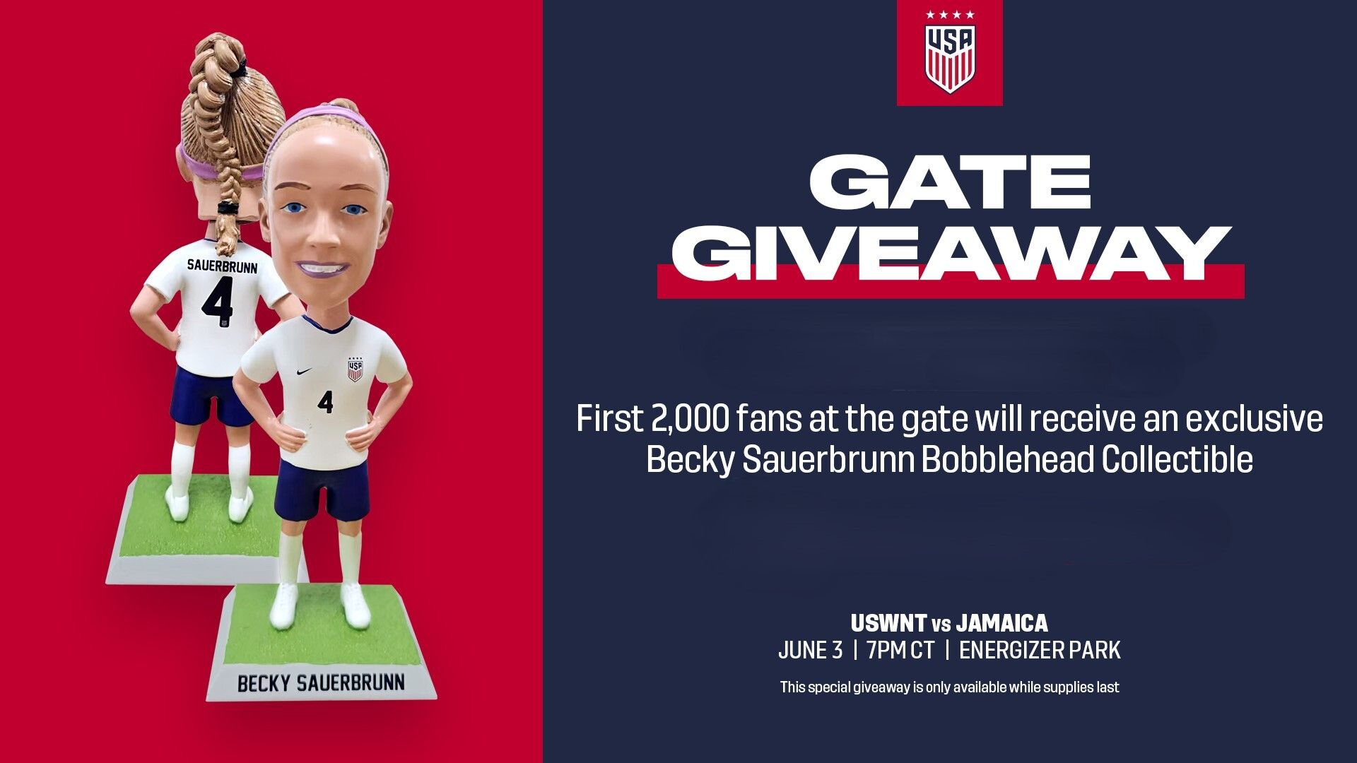 Gate Giveaway First 2000 Fans Receive Becky Sauerbrunn Bobblehead