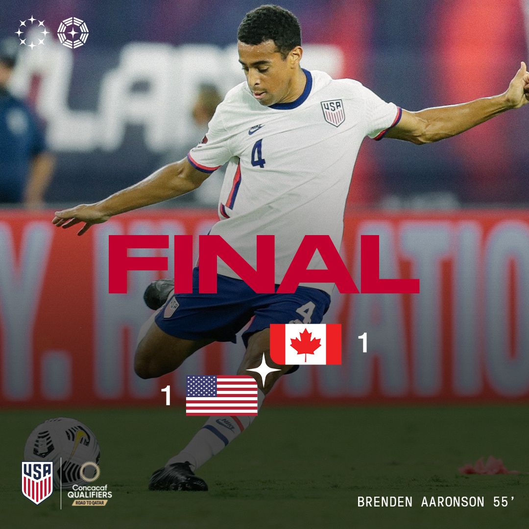 2022 Concacaf World Cup Qualifying USA1 Canada 1 Match Report Stats Standings