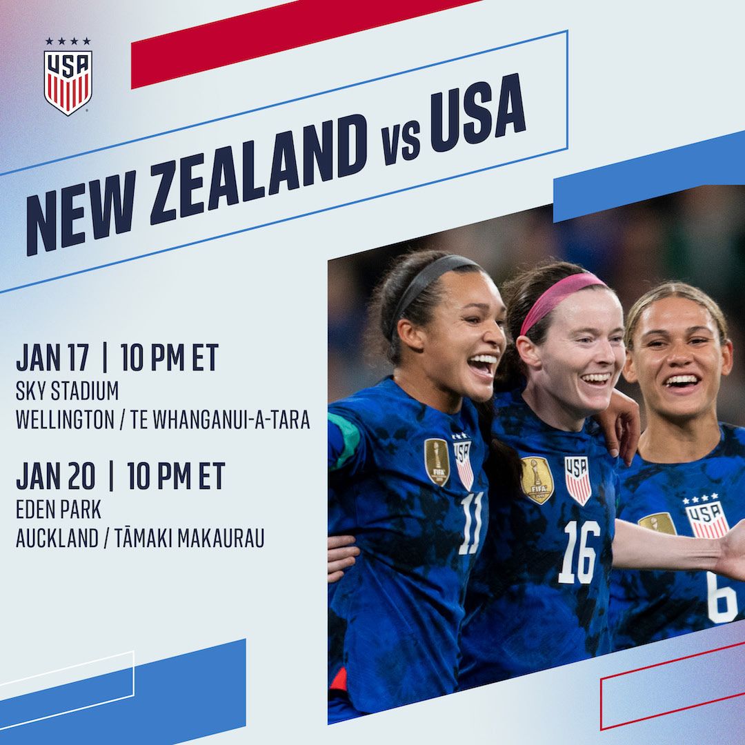 U.S. Women’s National Team Will Hold January BioSteel Training Camp In New Zealand And Will Face The 2023 FIFA Women’s World Cup Co-Hosts Twice