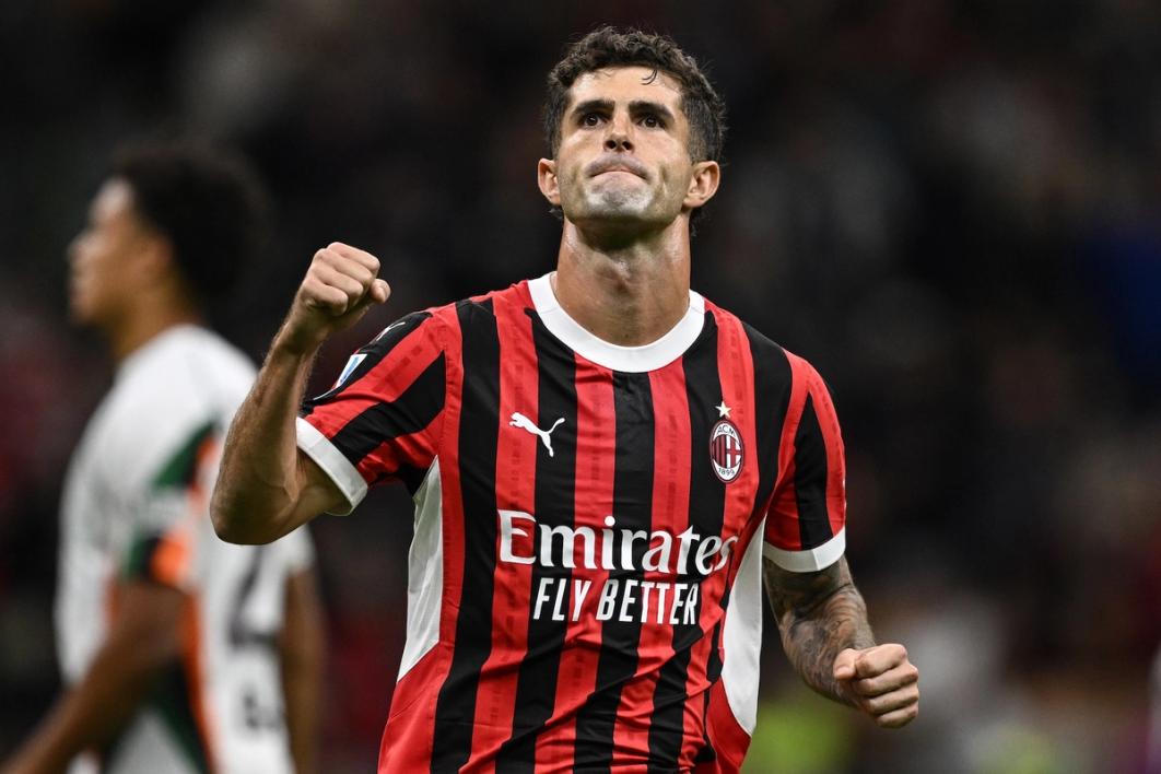 Christian Pulisic celebrates for AC Milan