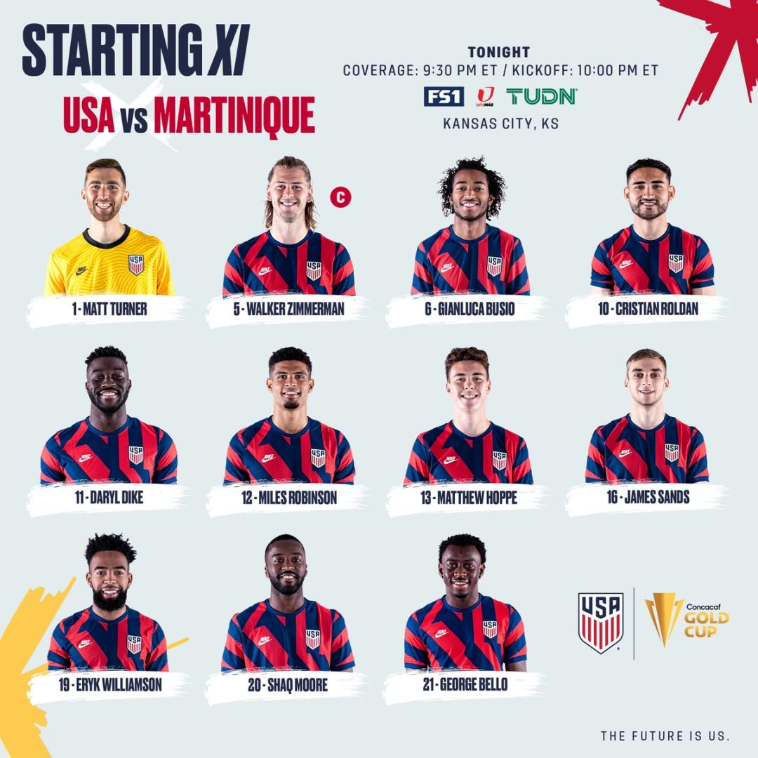 2021 Concacaf Gold Cup USA vs Martinique Starting XI Lineup Notes TV Channels Start Time