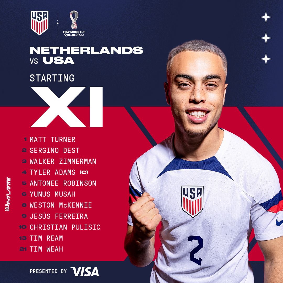 FIFA World Cup 2022 USMNT vs Netherlands Starting XI Lineup Notes TV Channels Start Time