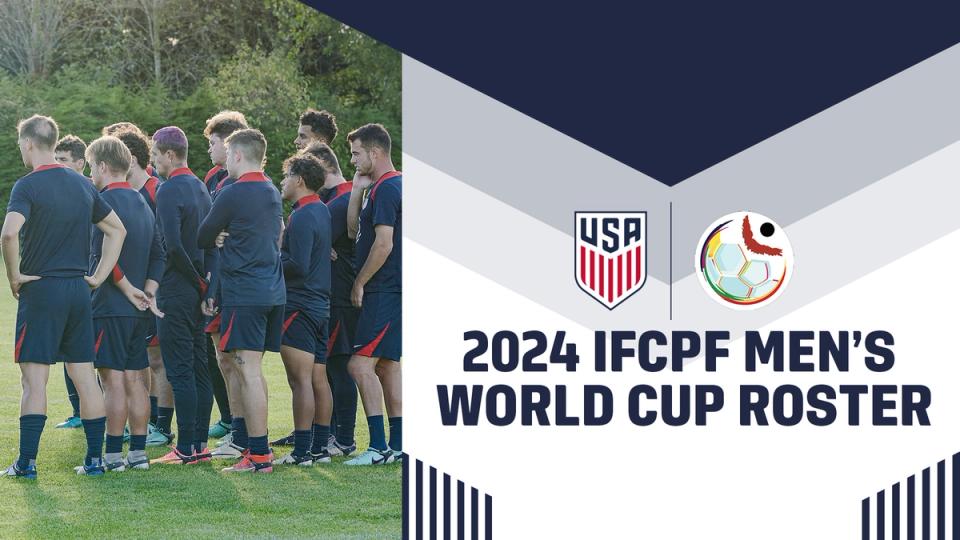 Graphic with photo of the CP MNT and text 2024 IFCPF Men's World Cup Roster