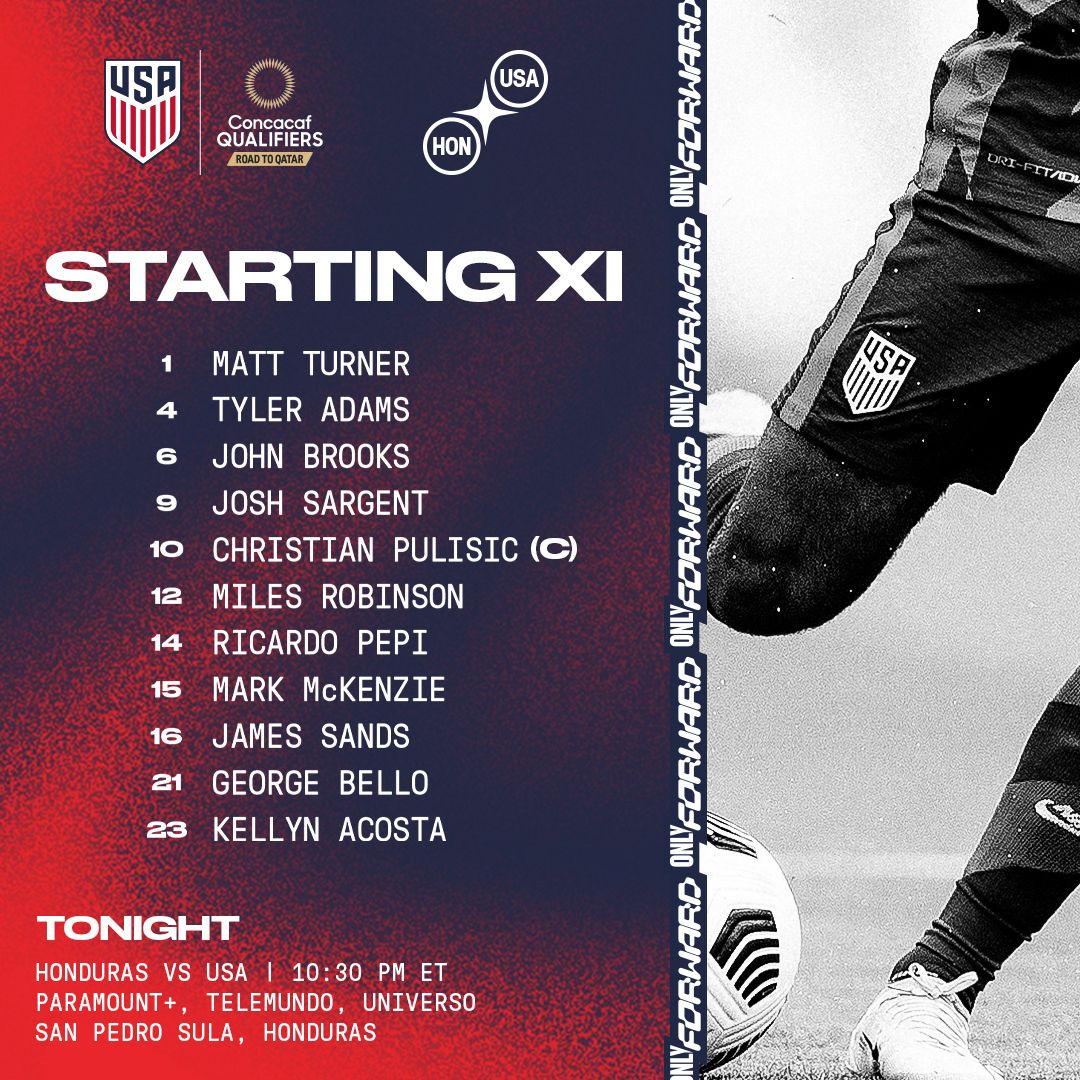 2022 Concacaf World Cup Qualifying USA vs Honduras Starting XI Lineup TV Channels Start Time