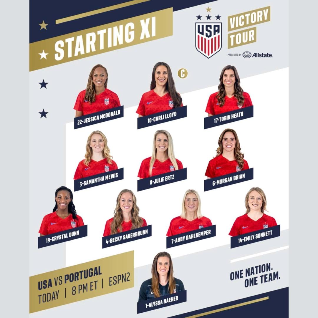 Victory Tour USWNT vs Portugal Lineup Schedule TV Channels Start Time 9 3 2019