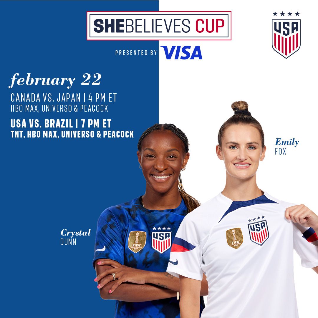 USWNT Faces Brazil For 2023 SheBelieves Cup, Presented By Visa Title
