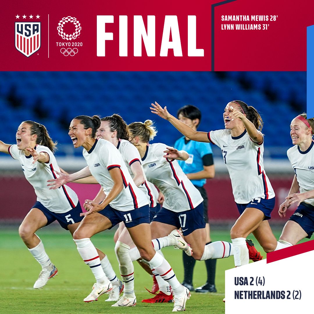 U.S. Women’s National Team Defeats Netherlands 4-2 In Penalty Kick Shootout to Advance to Olympic Semifinals