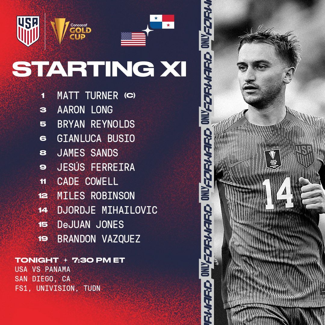 2023 Concacaf Gold Cup USMNT vs Panama Starting XI Lineup TV Channels Start Time