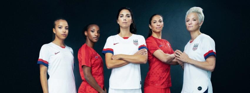 2019 U.S. WNT World Cup kit - Pugh, Dunn, Morgan, Lloyd, Rapinoe