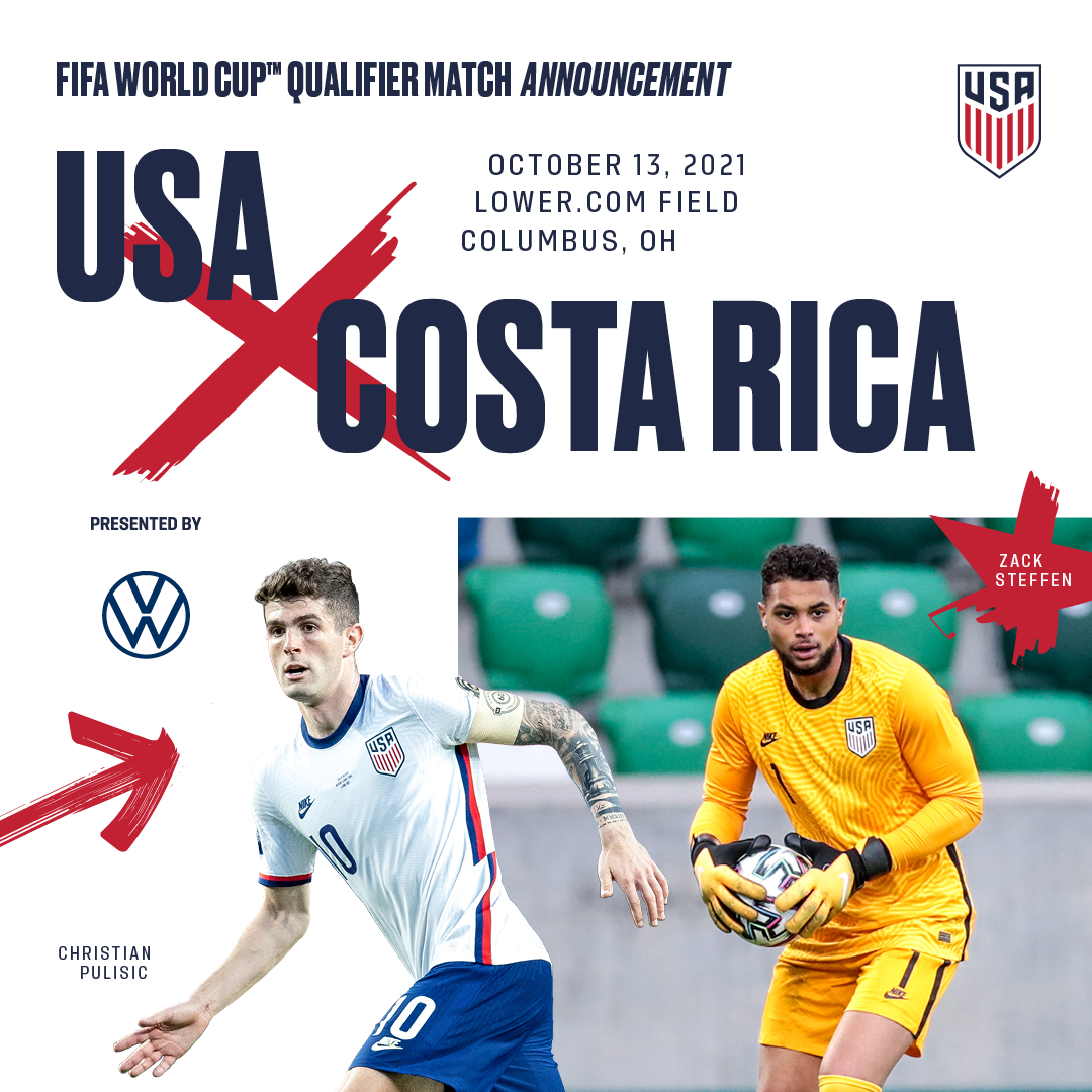 U.S. Soccer Selects Columbus as Host for USA-Costa Rica, Presented by Volkswagen, for October World Cup Qualifier