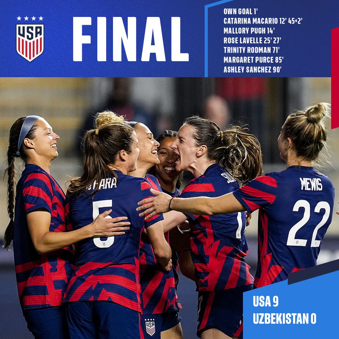 U.S. Women’s National Team Defeats Uzbekistan 9-0 As Catarina Macario And Rose Lavelle Score Twice Each