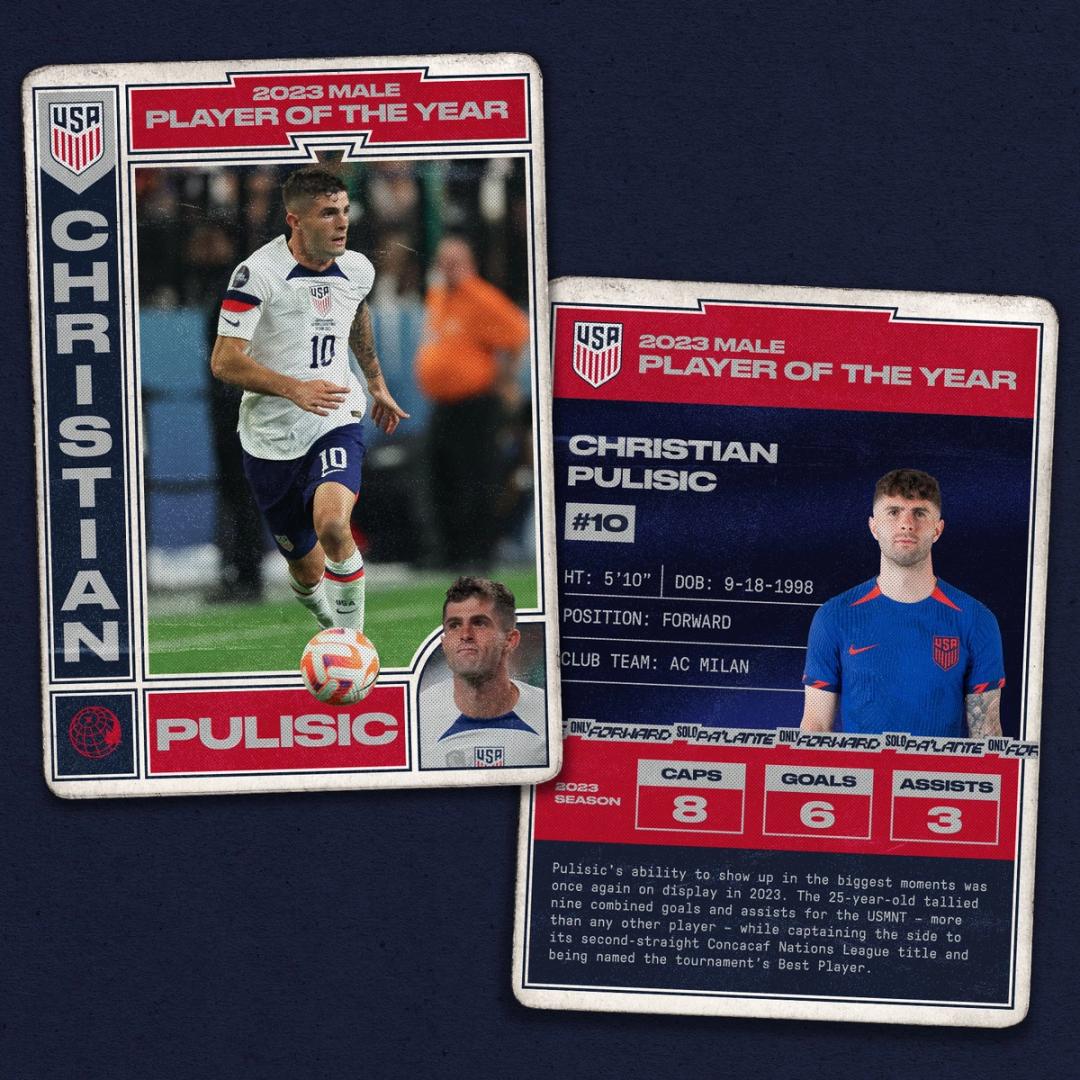 Christian Pulisic Voted 2023 U.S. Soccer Male Player of the Year;  Kevin Paredes Voted 2023 Chipotle U.S. Soccer Young Male Player of the Year