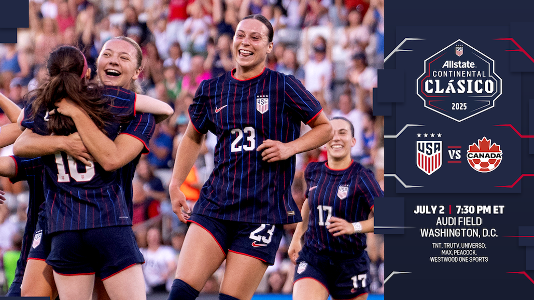 Avery Patterson celebrating goal text usa vs. canada July 2 7:30 p.m. ET