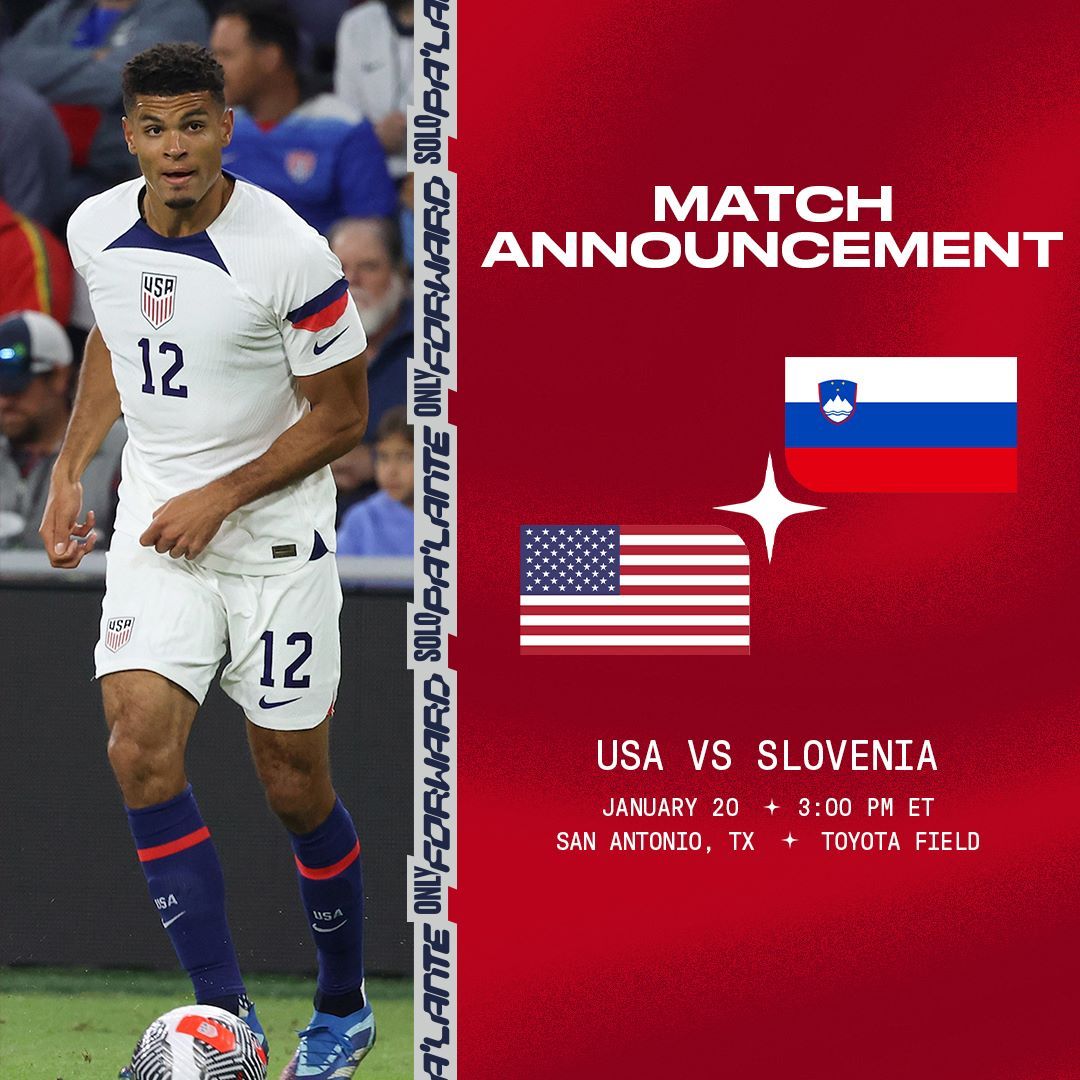 USMNT to Open 2024 With Match Against Slovenia on Jan 20 at Toyota Field in San Antonio Texas