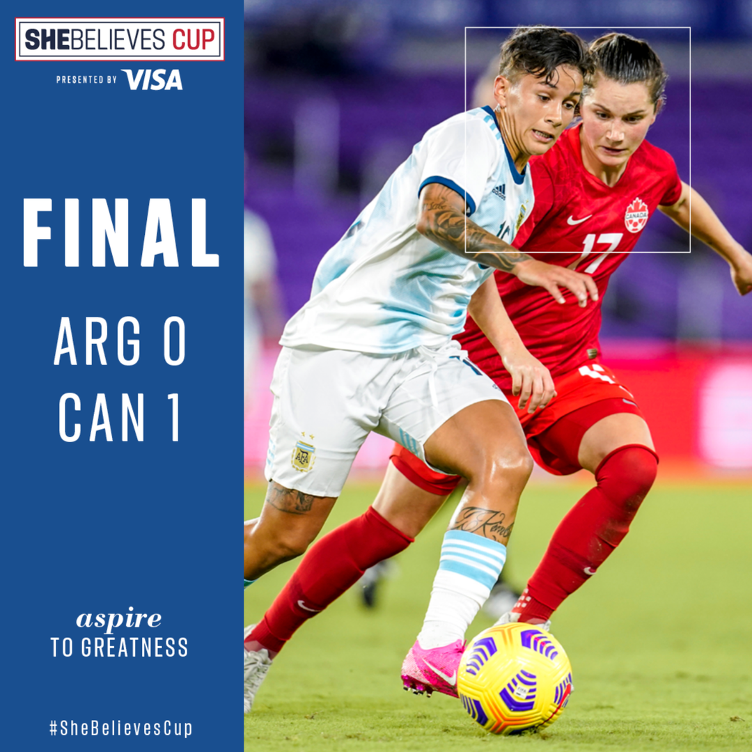 Sarah Stratagakis Scores in Second Half Stoppage Time as Canada Defeats Argentina 1-0 on Second Match Day of 2021 Shebelieves Cup