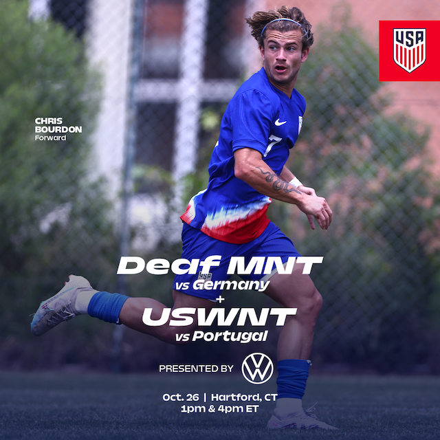 U.S. Men’s Deaf National Team to Face Germany on October 26 in East Hartford, Connecticut in Opening Game of Doubleheader with USWNT