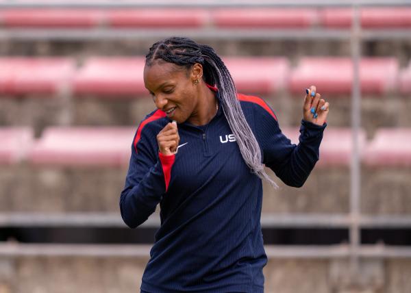 Crystal Dunn dancing