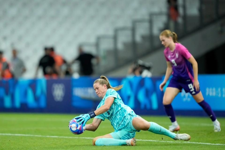 Alyssa Naeher makes as save during the USA's group stage win over Germany.​​​​‌﻿‍﻿​‍​‍‌‍﻿﻿‌﻿​‍‌‍‍‌‌‍‌﻿‌‍‍‌‌‍﻿‍​‍​‍​﻿‍‍​‍​‍‌﻿​﻿‌‍​‌‌‍﻿‍‌‍‍‌‌﻿‌​‌﻿‍‌​‍﻿‍‌‍‍‌‌‍﻿﻿​‍​‍​‍﻿​​‍​‍‌‍‍​‌﻿​‍‌‍‌‌‌‍‌‍​‍​‍​﻿‍‍​‍​‍‌‍‍​‌﻿‌​‌﻿‌​‌﻿​​‌﻿​﻿​﻿‍‍​‍﻿﻿​‍﻿﻿‌﻿‌‌‌﻿​﻿‌﻿​﻿‌‍‌‍​‍﻿‍‌﻿​﻿‌‍​‌‌‍﻿‍‌‍‍‌‌﻿‌​‌﻿‍‌​‍﻿‍‌﻿​﻿‌﻿‌​‌﻿‌‌‌‍‌​‌‍‍‌‌‍﻿﻿​‍﻿﻿‌‍‍‌‌‍﻿‍‌﻿‌​‌‍‌‌‌‍﻿‍‌﻿‌​​‍﻿﻿‌‍‌‌‌‍‌​‌‍‍‌‌﻿‌​​‍﻿﻿‌‍﻿‌‌‍﻿﻿‌‍‌​‌‍‌‌​﻿﻿‌‌﻿​​‌﻿​‍‌‍‌‌‌﻿​﻿‌‍‌‌‌‍﻿‍‌﻿‌​‌‍​‌‌﻿‌​‌‍‍‌‌‍﻿﻿‌‍﻿‍​﻿‍﻿‌‍‍‌‌‍‌​​﻿﻿‌​﻿​‌​﻿​​​﻿‌‌​﻿‍​‌‍‌‍‌‍‌‍‌‍​‌​﻿​​​‍﻿‌‌‍​﻿​﻿‍‌​﻿‌﻿​﻿‌​​‍﻿‌​﻿‌​‌‍​‍​﻿​​​﻿​‌​‍﻿‌​﻿‍​‌‍​﻿‌‍‌‍‌‍​‌​‍﻿‌​﻿‌​​﻿​​‌‍​﻿​﻿​​‌‍‌‍​﻿‍​‌‍​‌‌‍‌​‌‍‌‍‌‍‌‌‌‍‌‍‌‍​﻿​﻿‍﻿‌﻿‌​‌﻿‍‌‌﻿​​‌‍‌‌​﻿﻿‌‌﻿​﻿‌﻿‌​‌‍﻿﻿‌﻿​‍‌﻿‍‌​﻿‍﻿‌﻿​​‌‍​‌‌﻿‌​‌‍‍​​﻿﻿‌‌‍​﻿‌‍﻿﻿‌‍﻿‍‌﻿‌​‌‍‌‌‌‍﻿‍‌﻿‌​​‍‌‌​﻿‌‌‌​​‍‌‌﻿﻿‌‍‍﻿‌‍‌‌‌﻿‍‌​‍‌‌​﻿​﻿‌​‌​​‍‌‌​﻿​﻿‌​‌​​‍‌‌​﻿​‍​﻿​‍‌‍​﻿‌‍‌‍‌‍‌​‌‍‌‍​﻿‌﻿‌‍​﻿​﻿​﻿​﻿‌‌​﻿​‍​﻿​‍​﻿‌﻿‌‍​‌​‍‌‌​﻿​‍​﻿​‍​‍‌‌​﻿‌‌‌​‌​​‍﻿‍‌‍​‍‌‍﻿﻿‌‍‌​‌﻿‍‌‌‌‌​‌‍‌‌‌﻿‍​‌﻿‌​​‍‌‌​﻿‌‌‌​​‍‌‌﻿﻿‌‍‍﻿‌‍‌‌‌﻿‍‌​‍‌‌​﻿​﻿‌​‌​​‍‌‌​﻿​﻿‌​‌​​‍‌‌​﻿​‍​﻿​‍​﻿​﻿​﻿‌﻿​﻿​﻿‌‍‌‌​﻿​﻿‌‍‌‌​﻿‌﻿​﻿‍‌​﻿​﻿​﻿‌​‌‍​﻿​﻿​‍​‍‌‌​﻿​‍​﻿​‍​‍‌‌​﻿‌‌‌​‌​​‍﻿‍‌‍‍‌‌‍﻿‌‌‍​‌‌‍‌﻿‌‍‌‌‌​﻿‌‌‍﻿﻿‌‍​‍‌‍‍‌‌‍﻿​‌‍‌‌​‍﻿‍‌‍​‌‌‍﻿​‌﻿‌​​﻿﻿﻿‌‍​‍‌‍​‌‌﻿​﻿‌‍‌‌‌‌‌‌‌﻿​‍‌‍﻿​​﻿﻿‌‌‍‍​‌﻿‌​‌﻿‌​‌﻿​​‌﻿​﻿​‍‌‌​﻿​﻿‌​​‌​‍‌‌​﻿​‍‌​‌‍​‍‌‌​﻿​‍‌​‌‍‌﻿‌‌‌﻿​﻿‌﻿​﻿‌‍‌‍​‍﻿‍‌﻿​﻿‌‍​‌‌‍﻿‍‌‍‍‌‌﻿‌​‌﻿‍‌​‍﻿‍‌﻿​﻿‌﻿‌​‌﻿‌‌‌‍‌​‌‍‍‌‌‍﻿﻿​‍‌‍‌‍‍‌‌‍‌​​﻿﻿‌​﻿​‌​﻿​​​﻿‌‌​﻿‍​‌‍‌‍‌‍‌‍‌‍​‌​﻿​​​‍﻿‌‌‍​﻿​﻿‍‌​﻿‌﻿​﻿‌​​‍﻿‌​﻿‌​‌‍​‍​﻿​​​﻿​‌​‍﻿‌​﻿‍​‌‍​﻿‌‍‌‍‌‍​‌​‍﻿‌​﻿‌​​﻿​​‌‍​﻿​﻿​​‌‍‌‍​﻿‍​‌‍​‌‌‍‌​‌‍‌‍‌‍‌‌‌‍‌‍‌‍​﻿​‍‌‍‌﻿‌​‌﻿‍‌‌﻿​​‌‍‌‌​﻿﻿‌‌﻿​﻿‌﻿‌​‌‍﻿﻿‌﻿​‍‌﻿‍‌​‍‌‍‌﻿​​‌‍​‌‌﻿‌​‌‍‍​​﻿﻿‌‌‍​﻿‌‍﻿﻿‌‍﻿‍‌﻿‌​‌‍‌‌‌‍﻿‍‌﻿‌​​‍‌‌​﻿‌‌‌​​‍‌‌﻿﻿‌‍‍﻿‌‍‌‌‌﻿‍‌​‍‌‌​﻿​﻿‌​‌​​‍‌‌​﻿​﻿‌​‌​​‍‌‌​﻿​‍​﻿​‍‌‍​﻿‌‍‌‍‌‍‌​‌‍‌‍​﻿‌﻿‌‍​﻿​﻿​﻿​﻿‌‌​﻿​‍​﻿​‍​﻿‌﻿‌‍​‌​‍‌‌​﻿​‍​﻿​‍​‍‌‌​﻿‌‌‌​‌​​‍﻿‍‌‍​‍‌‍﻿﻿‌‍‌​‌﻿‍‌‌‌‌​‌‍‌‌‌﻿‍​‌﻿‌​​‍‌‌​﻿‌‌‌​​‍‌‌﻿﻿‌‍‍﻿‌‍‌‌‌﻿‍‌​‍‌‌​﻿​﻿‌​‌​​‍‌‌​﻿​﻿‌​‌​​‍‌‌​﻿​‍​﻿​‍​﻿​﻿​﻿‌﻿​﻿​﻿‌‍‌‌​﻿​﻿‌‍‌‌​﻿‌﻿​﻿‍‌​﻿​﻿​﻿‌​‌‍​﻿​﻿​‍​‍‌‌​﻿​‍​﻿​‍​‍‌‌​﻿‌‌‌​‌​​‍﻿‍‌‍‍‌‌‍﻿‌‌‍​‌‌‍‌﻿‌‍‌‌‌​﻿‌‌‍﻿﻿‌‍​‍‌‍‍‌‌‍﻿​‌‍‌‌​‍﻿‍‌‍​‌‌‍﻿​‌﻿‌​​‍​‍‌﻿﻿‌