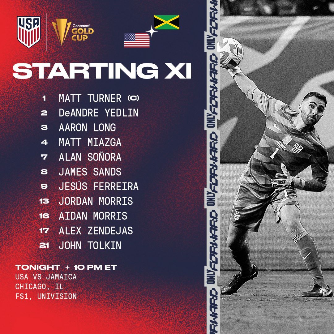 2023 Concacaf Gold Cup USMNT vs Jamaica Starting XI Lineup Notes TV Channels Start Time