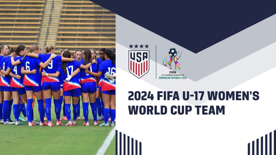 Graphic of a group picture of the U-17 WYNT with text 2024 FIFA U-17 Women's World Cup Team