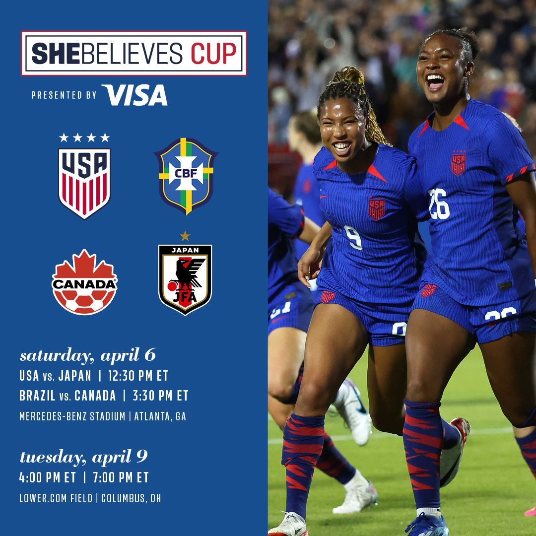 The 2024 SheBelieves Cup, Presented by Visa, Will Feature the USA, Brazil, Canada and Japan; Ninth Annual Tournament Will Feature Doubleheaders in Atlanta and Columbus, Ohio