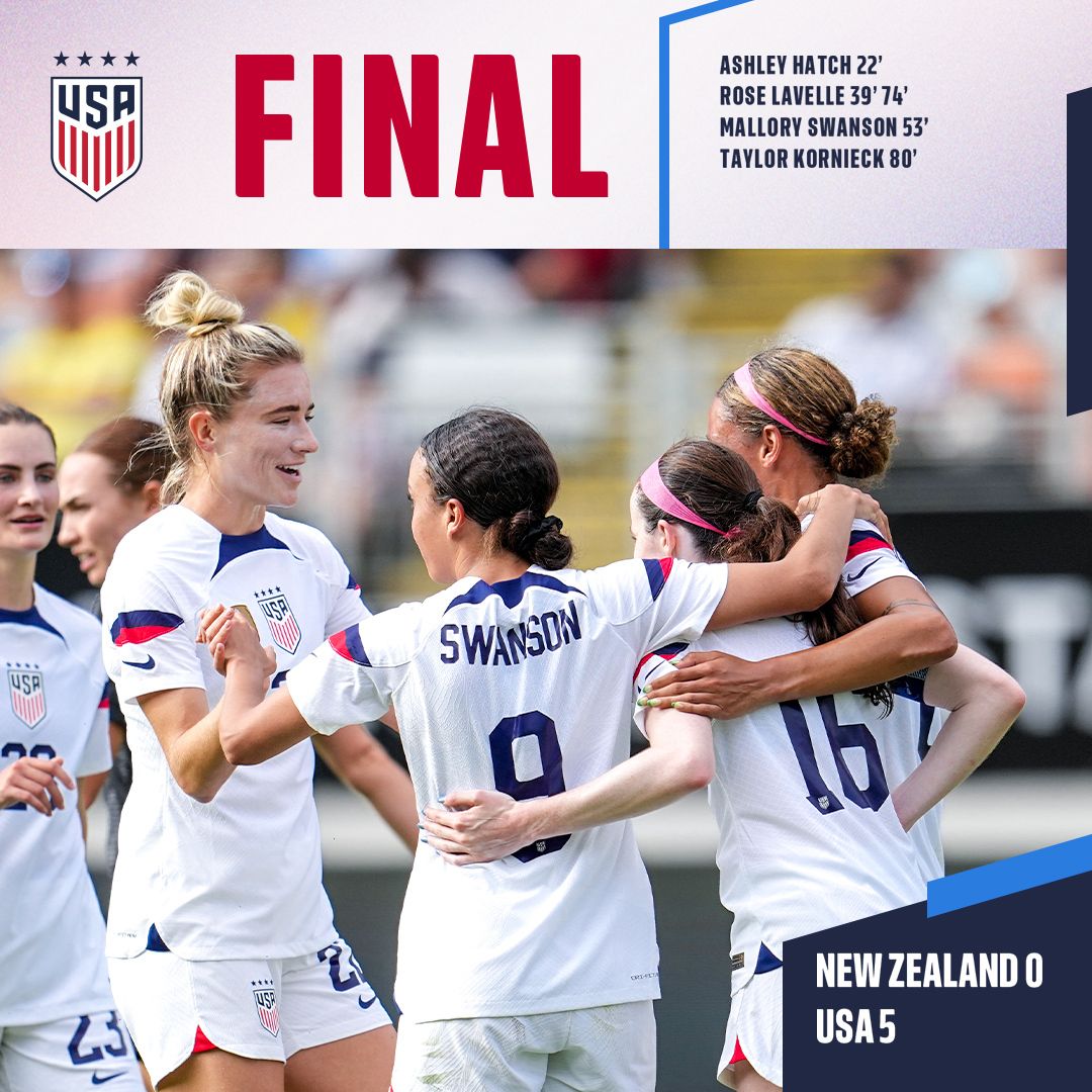 International Friendly USWNT 5 New Zealand 0 Match Report Stats Standings