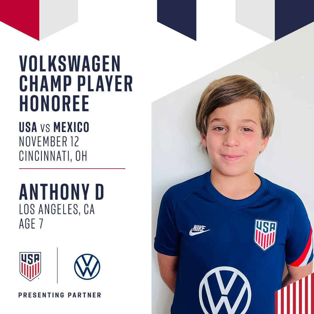 VW CHAMP Player Honoree Anthony USMNT vs Mexico