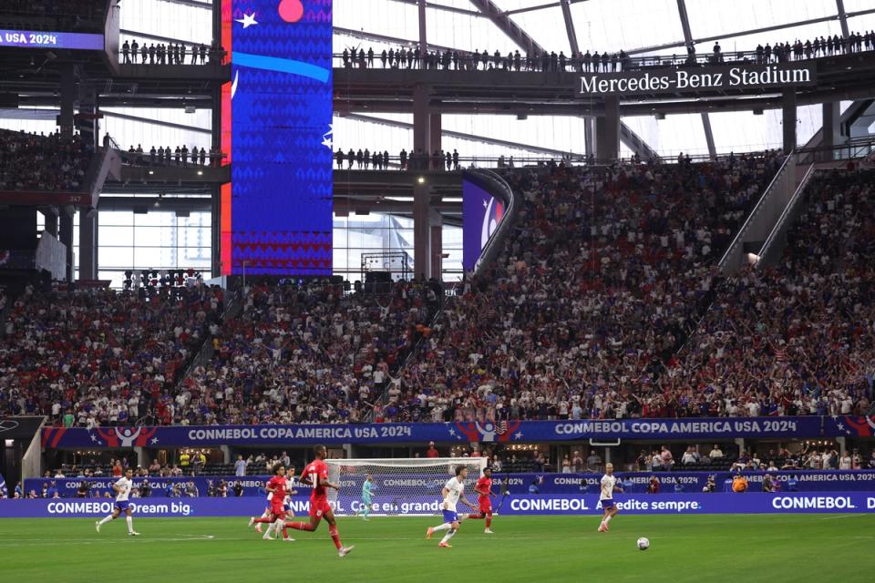 A general view of the action during the first half as the United States plays Panama at Mercedes-Benz Stadium on June 27, 2024 in Atlanta, Georgia. (Photo by Carmen Mandato/USSF/Getty Images for USSF)