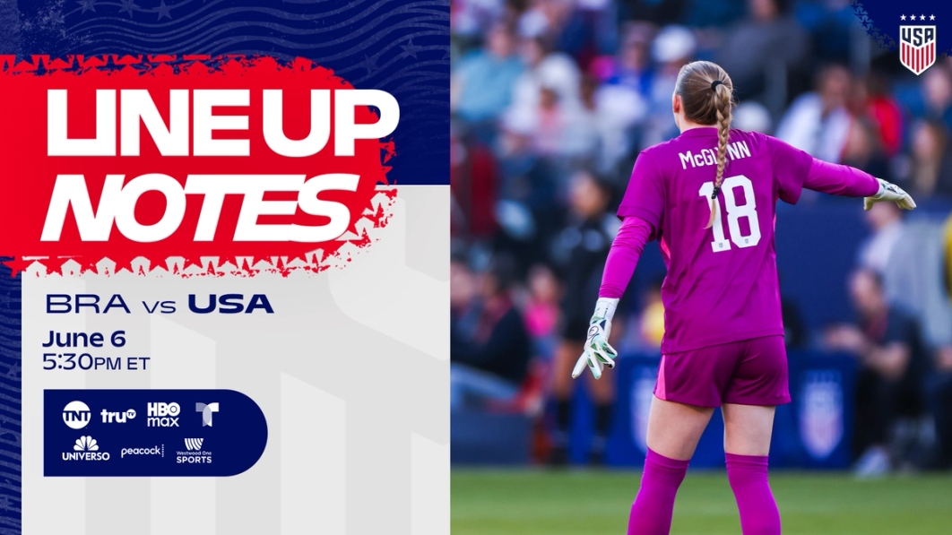 USWNT vs. Brazil: Starting XI & Lineup Notes on Saturday, June 6 in São Paulo, Brazil