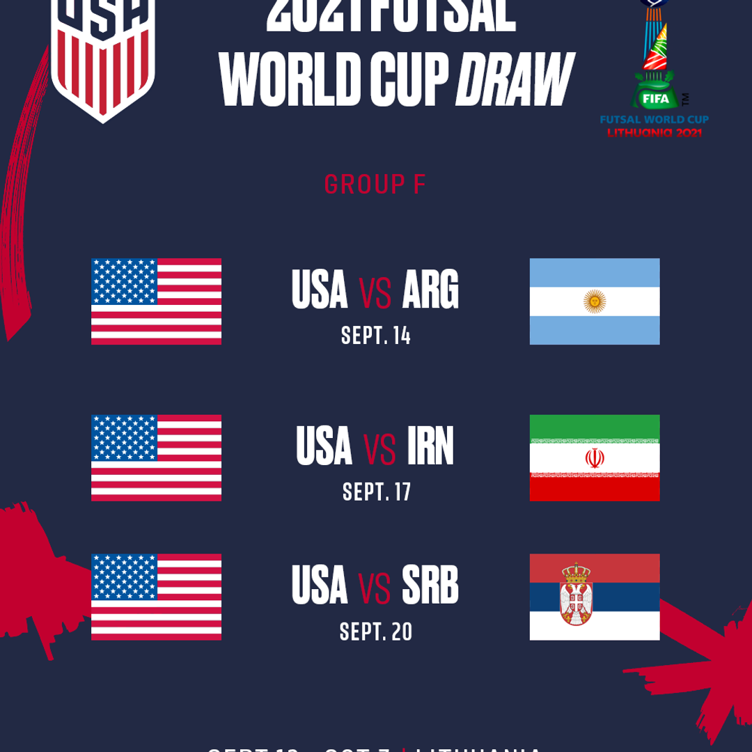 USA to Face Argentina Iran and Serbia at 2021 FIFA Futsal World Cup in Lithuania