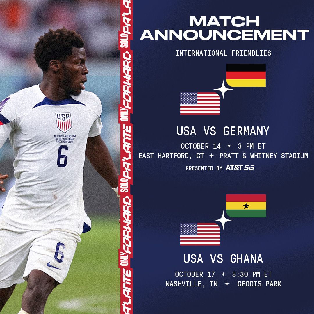USMNT to Host Challenge Matches Against Four Time World Cup Champion Germany and Ghana in October