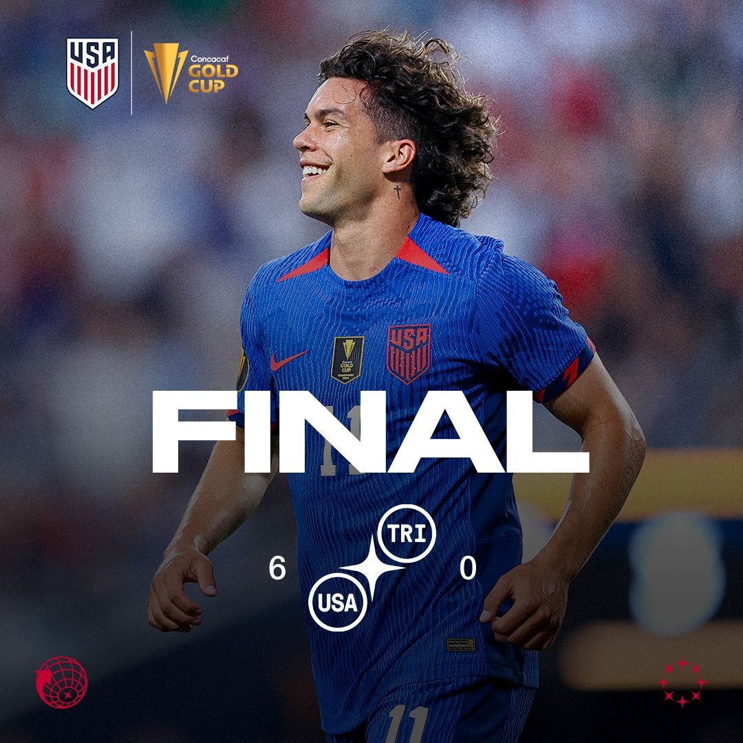 2023 Concacaf Gold Cup USMNT 6 Trinidad and Tobago 0 Match Report Stats Highlights Standings