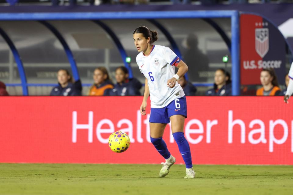 Emily Sams #6 controls the ball during an international friendly match between the United States and Chile at Harder Stadium on January 27, 2026 in Santa Barbara, California. (Photo by Amanda Loman/USSF/Getty Images)