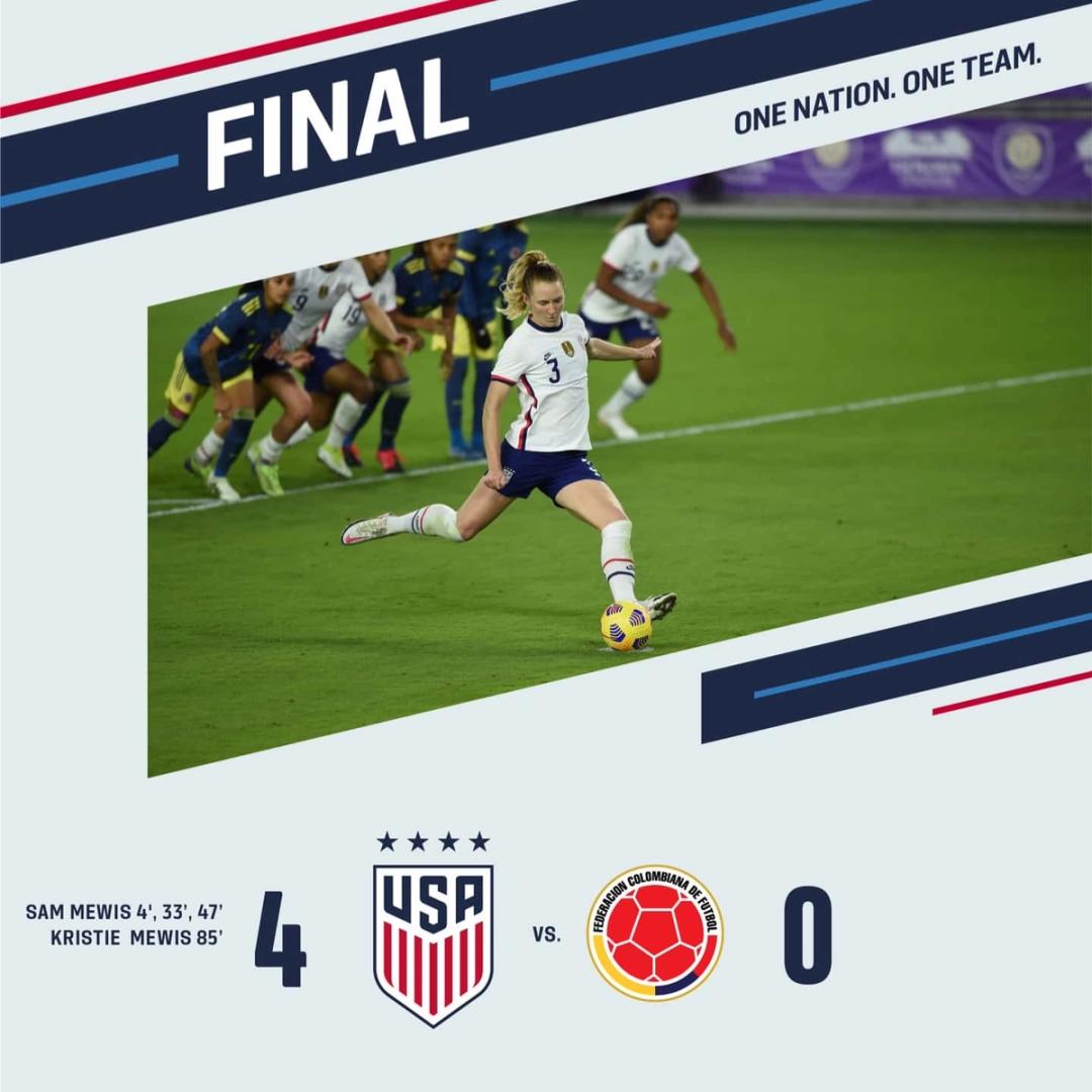 USWNT 4 Colombia 0 Match Report Stats