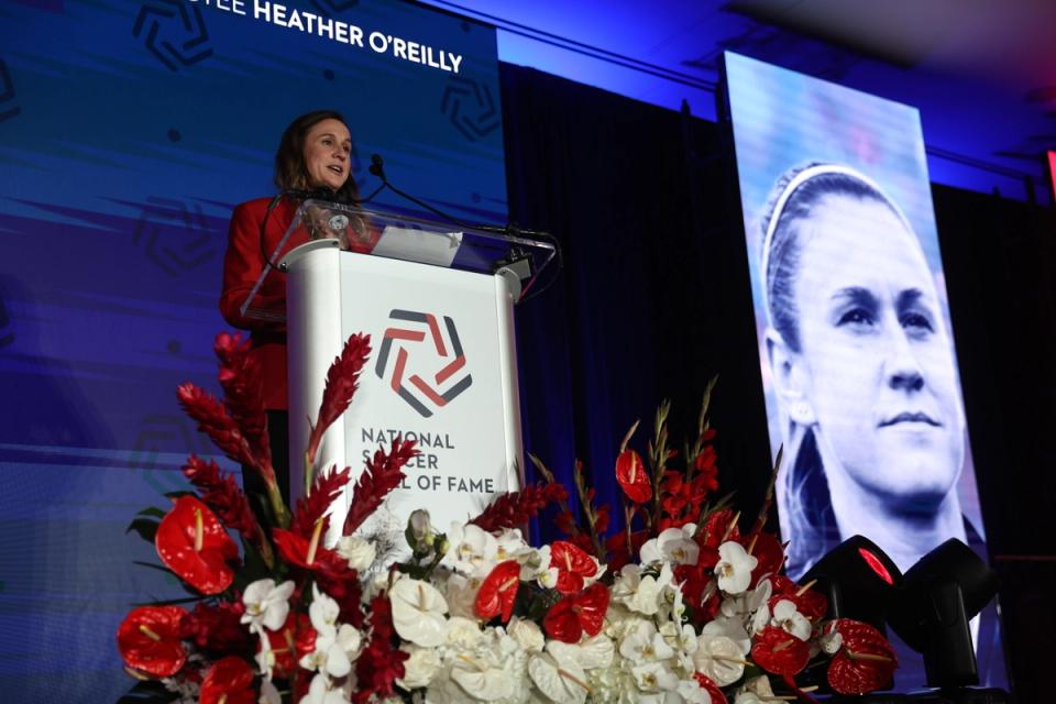 Heather O'Reilly gives her Hall of Fame acceptance speech.