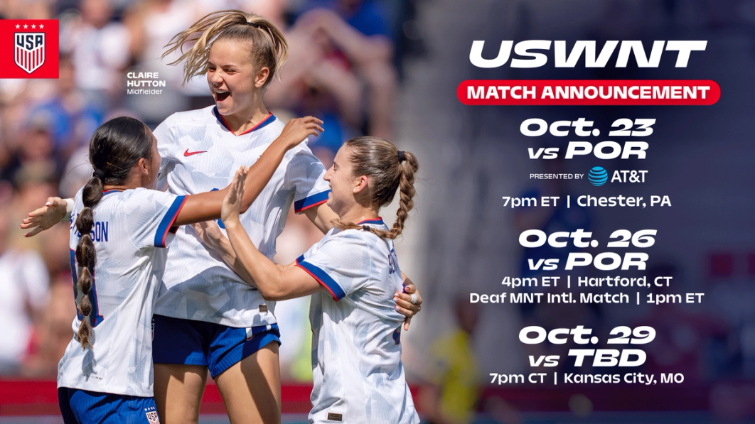 Claire Hutton, Ally Sentnor, Alyssa Thompson USWNT Match Announcement Oct. 23, Oct. 26, Oct. 29
