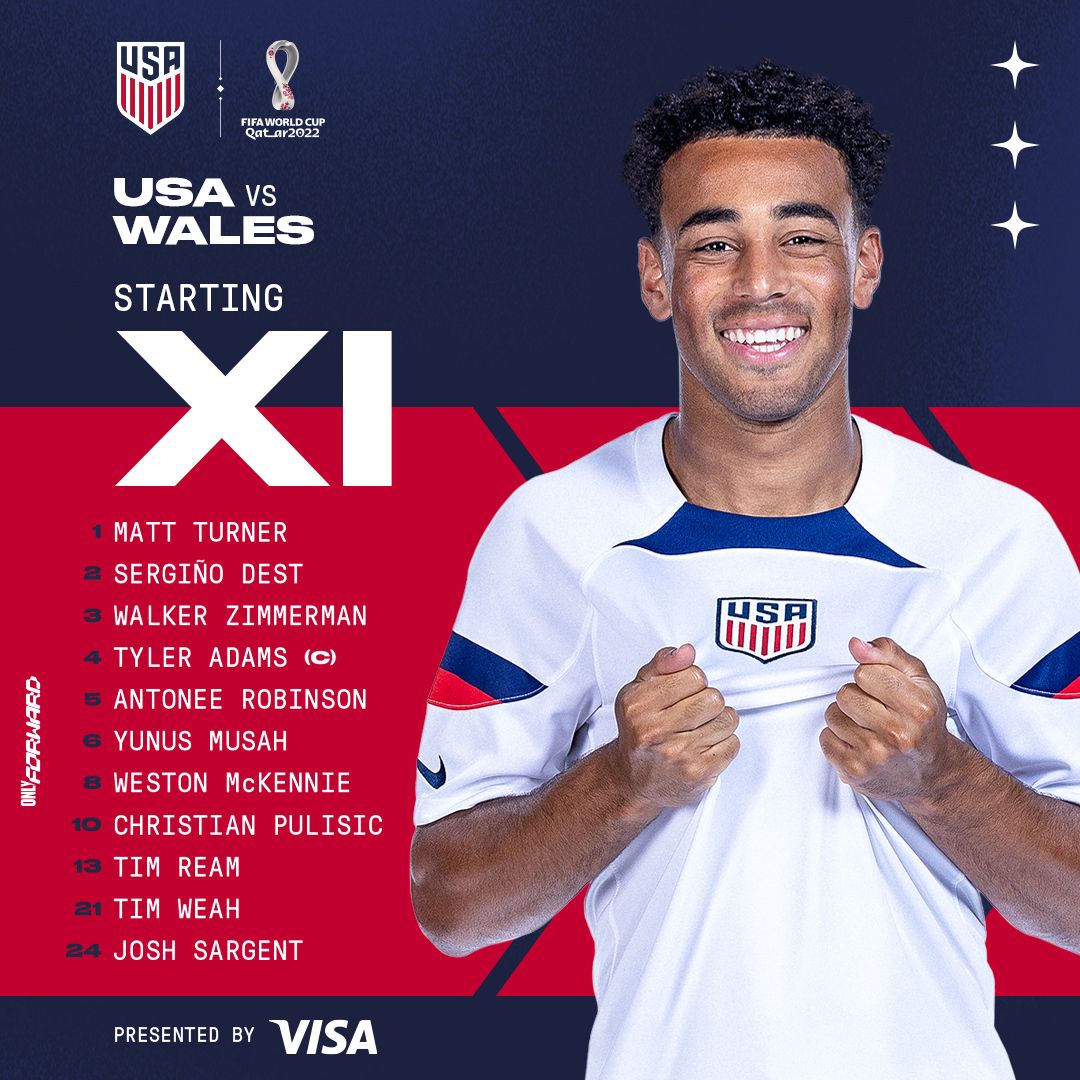 FIFA World Cup 2022 USMNT vs Wales Starting XI Lineup Notes TV Channels Start Time