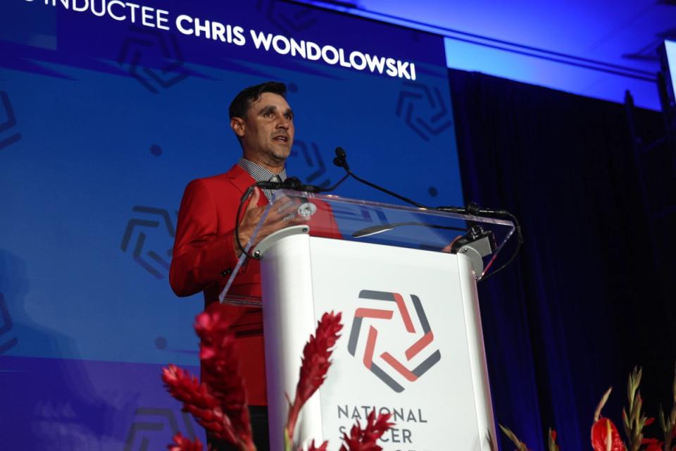 Chris Wondolowski gives his Hall of Fame acceptance speech.